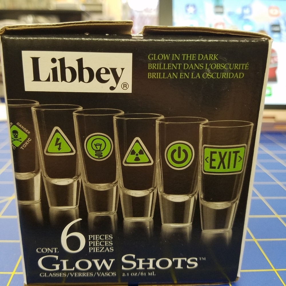 Libbey Glow in the Dark Shot 2.1 fl oz Set of 6 New